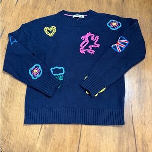 Boden Navy Sweater with Colorful Embroidery size small